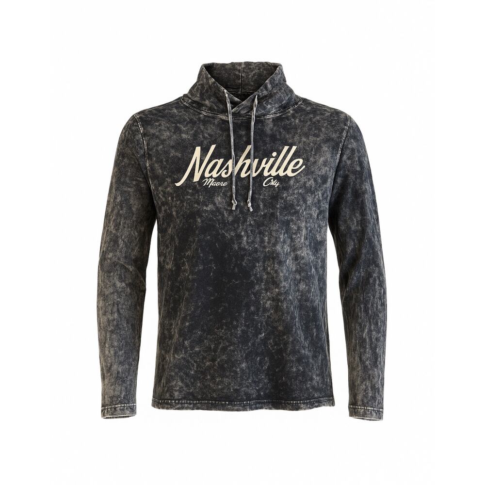 MV Sport Nashville Hoodie XXL Black Acid Wash Pullover Sweatshirt Music City